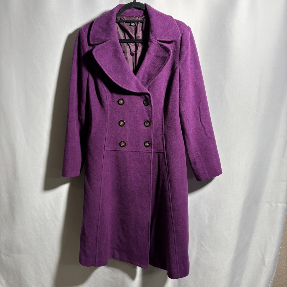 VTG CHADWICKS Purple Double Breasted Wool Blend Coat Womens 10P - Picture 1 of 8